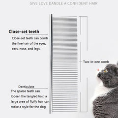 19/16cm Stainless Steel Dematting Comb for Long Thick Hair Pet Grooming Brush for Dogs and Cats To Remove Fur Ideal for Shaggy