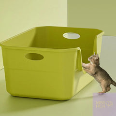 HUA Open-Top Cat Potty Cat Garbage Odor-Resistant Bin Large Capacity Large Size Semi Enclosed Anti-Spla Cat Toilet Pet Supplies