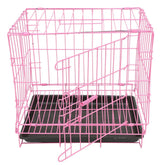 Foldable Pink Dog Crate Metal Wire Cage Portable Pet Cage for Small Dogs Cats Rabbits Indoor Outdoor Kennel Small Dog Crate