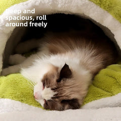 Winter Removable Washable Enclosed Cat House Safe Warm Pet Sleeping Bag Tent Soft Bed Mat for Small Medium Dogs Cats Supplies