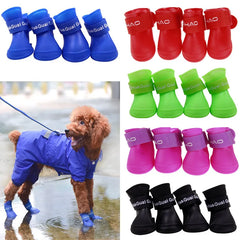 WaterProof Rainshoe Anti-slip Rubber Boot For Small Medium Large Dogs Cats Outdoor Shoe Dog Ankle Boots 4Pcs Pet Pet Accessories
