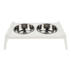 Stainless Steel 2 Dog Cat Pet Feeder with Acrylic Stand Food Water Bowls Dish