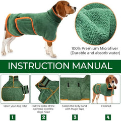 Pet Bathrobe Higly Absorbent Dog Drying Coat Quick Dry Adjustable Towel Cloth For Small Medium Large Pet Dog Cat Bath Robe