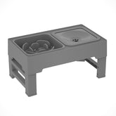Dog Feeding Table Stainless Steel Bowl Foldable Raised Feeder Non Slip Durable Black Pet Food Stand Small Medium Dogs Use