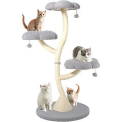Very FKWin 48" Tall Cat Tree,Flower Shape Design,Scratching Post Condo,Multi-Level Furniture Activity Center,Kittens Pet House P