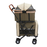 3-in-1 Multifunctional Pet Stroller Foldable Pet Stroller with 2 Pet Carriers for Small & Medium Dogs Bearing 77lbs Safety Lock