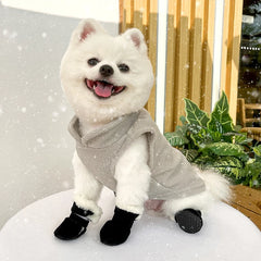 4pcs Winter Thick Warm Dog Shoes Soft Plush Non-slip Waterproof Snow Boot Puppy Outdoor Walking Pet Accessories Dog Socks Bootie