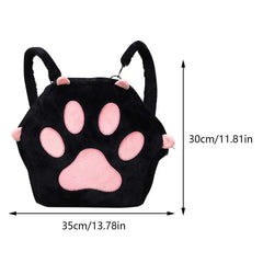Cute Cat Paw Plush Backpack with Adjustable Straps Soft Furry Purse with Zipper JK Girls Bag Cartoon Backpack for Women Girls