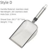 Pet Cat Waste Shovel Long Handle Stainless Steel Metal Shovel Litter Filter Garbage Sand Scoop Pet Cleaning Tool Cat Supplies