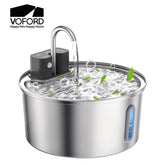 VOFORD 3.2L Automatic Stainless Steel Cat Water Fountain 4000mAh Wireless Battery & Sensor 2 in 1 Pet Water Drinker Dispenser