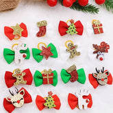 6/10/20/50pcs Xmas Bow Pet Hair Bows Youthful Energetic Styles Rubber Band Pet Hair Bow for Girls Dog Hair Accessorie