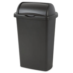 13 Gal Roll Top Wastebasket with Easy Clean Surface Convenient Kitchen Trash Can BPA Free Indoor Use Durable Rectangle Plastic