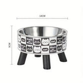 1pcsElevated stainless steel cat bowl with neck protection design - anti slip, anti pointed feeding tray for cats, cat food bowl