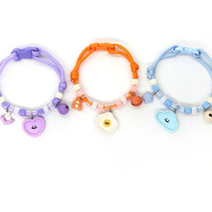 New Cartoon Pet Bell Collar for Puppies Woven Dopamine Pet Cat Dog Necklace Adjustable Cartoon Small Pendant