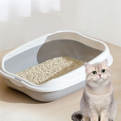 ABUL-Semi-Enclosed Litter Box Large Cat Poop Bowl Cleaning Supplies Spatter-Proof For Kitten Cat Toilets Pet Bupplies