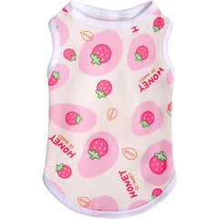 Pink Dog Shirts Cute Summer Dog Clothes Soft Pet TShirt Printed Puppy Shirt for Small Medium Dogs Cats Girl Strawberry1M