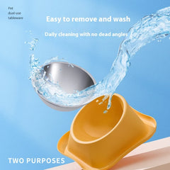 Heavy Duty Stainless Steel Pet Bowl Anti-Spill Slow Feeder for Cats Dogs Double Single Non-Tip Bowl Rustproof Pet Dining Set