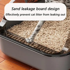 Cat Litter Box Kitty Sandbox Semi-enclosed High Side Splashproof Cat Toilet Pet Bedpans with Litter Scoop Cleaning Cat Supplies