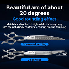 Fenice Master Series 7.25 inch Functional Scissors JP440C Curved Chunker Shears 75%-80% Thinning Pet Dog Trimming Grooming Tools
