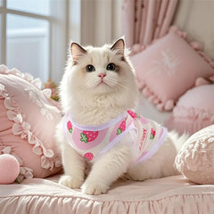 Pink Dog Shirts Cute Summer Dog Clothes Soft Pet TShirt Printed Puppy Shirt for Small Medium Dogs Cats Girl Strawberry1M
