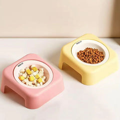 1pc Cat Bowl Ceramic Food Bowl Plastic Holder Neck Protection Dog Food Bowl Anti Tilt Pet Feeding Bowl