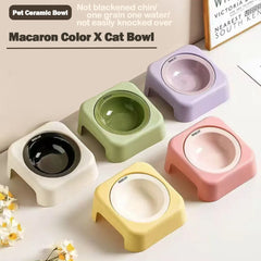 1pc Cat Bowl Ceramic Food Bowl Plastic Holder Neck Protection Dog Food Bowl Anti Tilt Pet Feeding Bowl