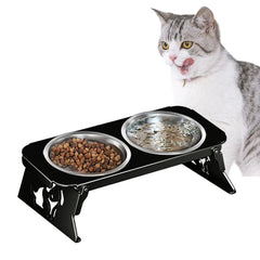 2 Bowls Raised Stand Pet Feeder Kitten Stable Small Medium Dogs Cats Puppy Stainless Steel Bowls Bowl Stand Pet Product