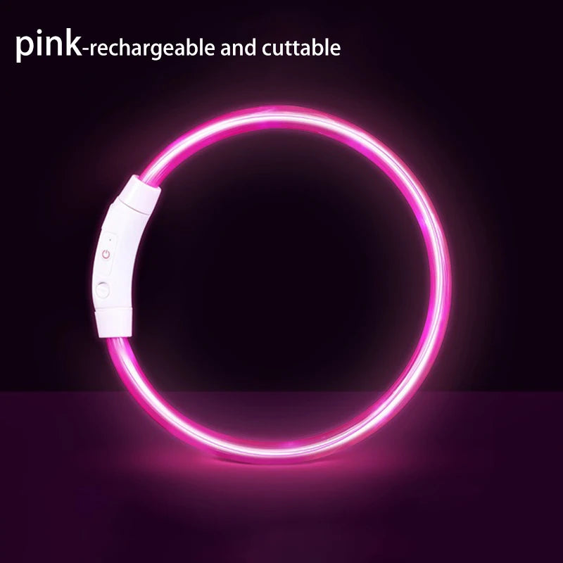 Dog luminous collar rechargeable size medium-sized dog adjustable anti-night anti-lost collar comfortable anti-bite large dog