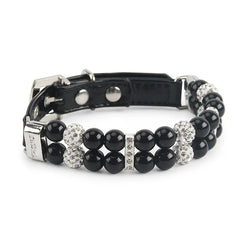 Pet Dog Pearl Collar PU Leather Necklace Artificial Pearl Rhinestone Small Dog Cat Collar