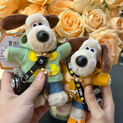 Kawaii Gromit Plush Wallace Toy Pendant Cartoon Dogs Keychain Anime Puppy Stuffed Doll Bag Pendants Kids Gift Can Change Clothes