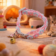 Pet Collar Adjustable Colorful Lace Flower Cat Collar Puppy Accessory Necklace Pet Collar Kitten Cute Dog Bell Cat Product Cute