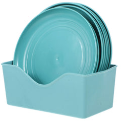 8Pcs Cat Food Bowls Shallow Plastic Sky Blue Wide Flat Plates for Kittens Short-Legged Cats Indoor Feeding Station