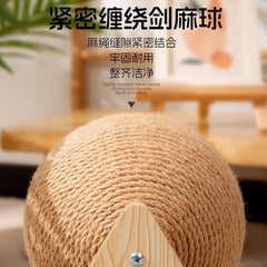 Natural Sisal Rope Cat Scratching Ball Scratcher Toy with Ball for Kittens&Puppy Interactive Solid Wood Scratcher Pet Toy