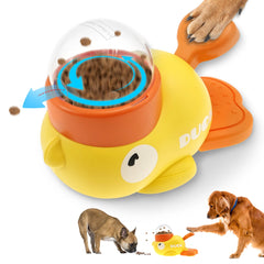 Interactive Duck Shaped Dog Slow Feeder Washable Automatic Dog Feeder Toy with 3 Food Outlet Size for Pets Food Dispenser