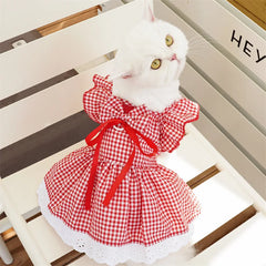 Dog Clothes for Medium Dogs Dog Summer Dress Puppy Floral T Shirt Luxury Bow Dog Plaid Skirts Chihuahua Bichon Girls Dog Costume