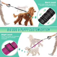 1.6ft Long Dual Dog Leash Attachment - Double Leashes for Training Small to Large Dogs - Adjustable Strap Shock Absorbing Bungee