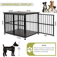 Heavy-Duty Wooden Dog Crate with Side Door, 32 Inch Pet Cage Furniture, Decorative End Table Kennel