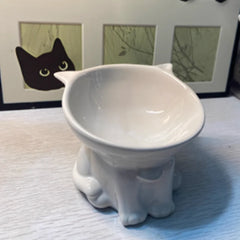 Cat Bowl Washable Plastic Diagonal Big Feet Cute Protection Cervical Spine Dog Bowl Cat Bowl Drinking Bowl Pet Supplies