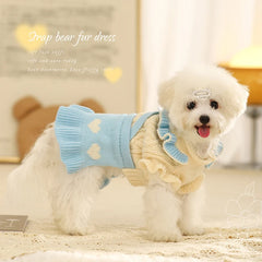 HOOPET Cat Clothes Cute Dress Winter Kitten Kitten Ragdoll Warm Winter Pet Sweet Sweater Dog Clothes Autumn and Winter Style
