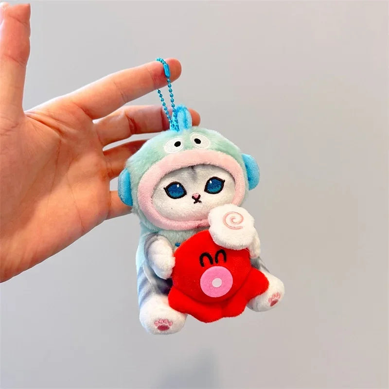 12/20cm Kawaii Shark Cat Turn Into Co Branded Ugly Fish Kuromi Melody Cinnamoroll Plush Plush Series Toy Keychain Gift for Kids