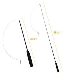 Cat Teaser Wands Three-section Telescopic Fishing Pole Wand Kitten Funny Catcher Teaser Stick Rod Interactive Stick Teaser Toys