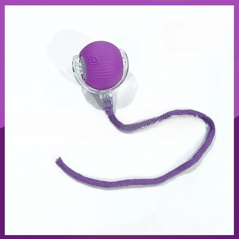 New Cat Interactive Ball Toys Silicone Automatic Rolling Ball With Long Tail Teaser Smart Pet Electric Toy Kitten Cat Toy