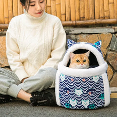 Pet Carrier Bag Cat Dogs Plush Backpack Outdoor Travel Walking Winter Warm Nest Kitten Puppy Hanging Chest Portable Carriers