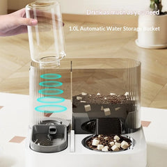 2-in-1 Stainless Steel Pet Feeder - Automatic Food Dispenser & Water Fountain, Smart Connected Bowl for Cats (CE/FCC)