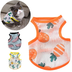Sun Protection Clothing for Cats Summer Pet Vest Ultra-thin Breathable Cute Print Kitten Puppy Rabbit Clothes Pajamas ropa gato