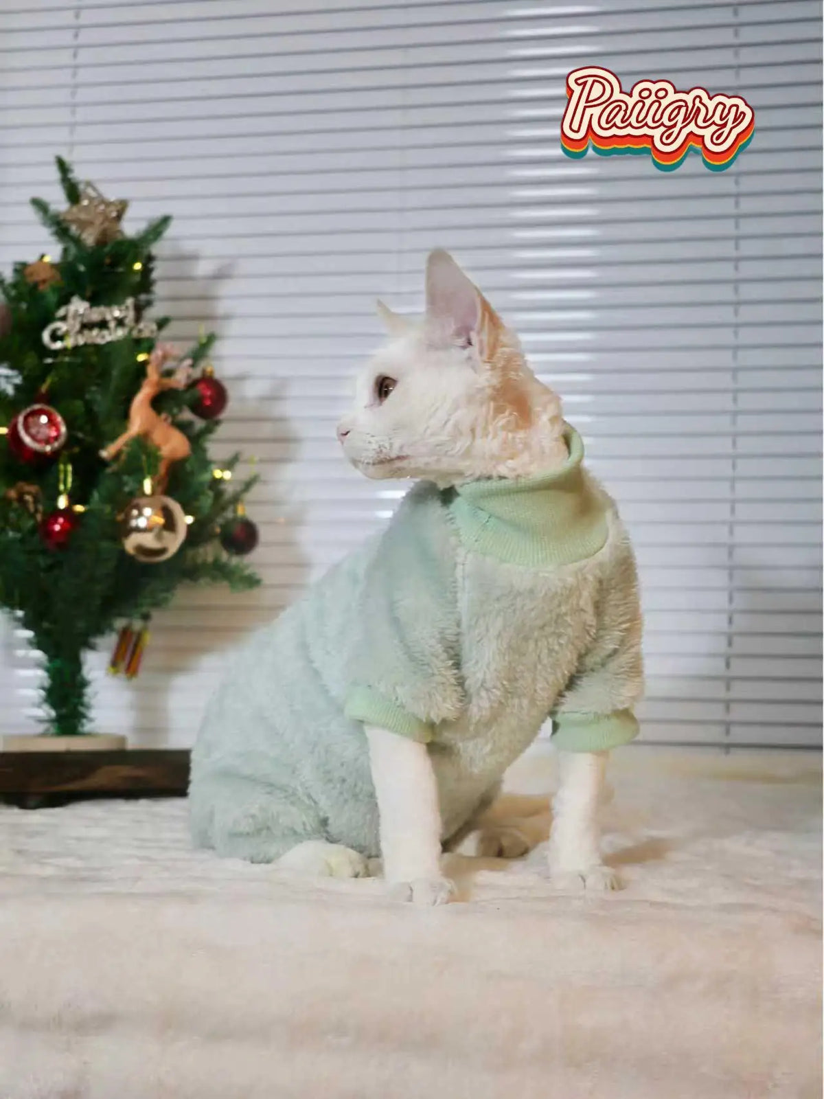 Winter cat plush high-elastic thickened belly-protecting four-legged suit, hairless cat clothing, Sphynx cat German-style clothe