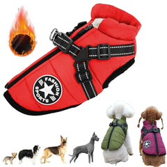 Winter Waterproof Dog Coat Warm Pet Dog Jacket with Harness Vest for Small Medium Chihuahua French Bulldog Outdoor Dog Clothes