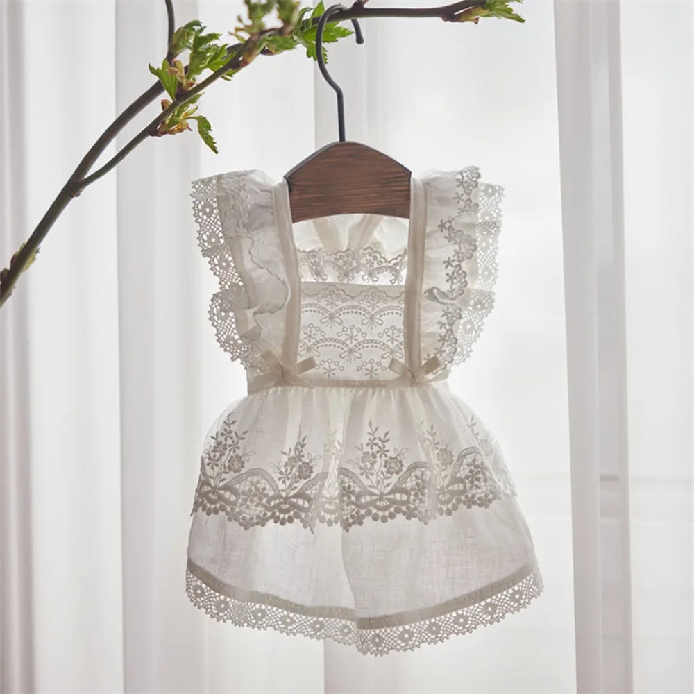 Casual Cotton+Lace Pet Flying Sleeve Skirt Breathable XS~XL Cat Top White Pet Princess Dress Cat Dog