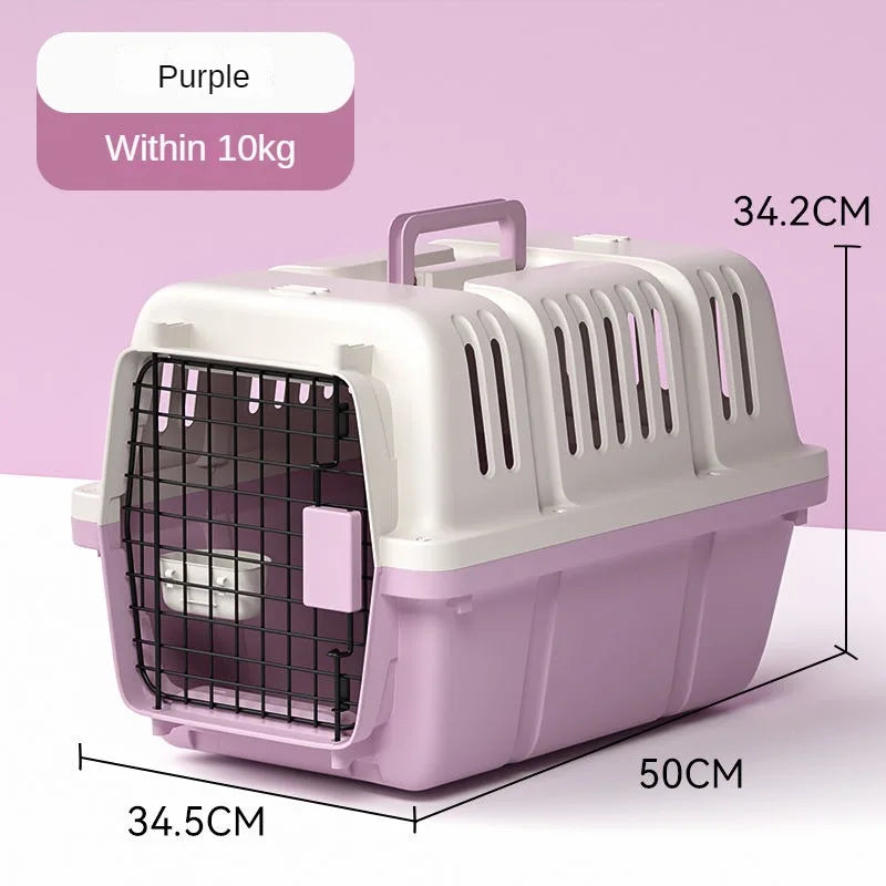 Portable pet travel airline box Simple style pet car cage Multifunctional pet cage Ventilated and breathable cat transport box