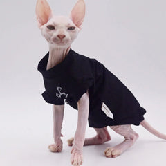 Hairless Cat Clothes Sphinx Deven Black Soft Breathable T-shirt Pet Clothes For Small Dogs Shirt Clothing for Cats